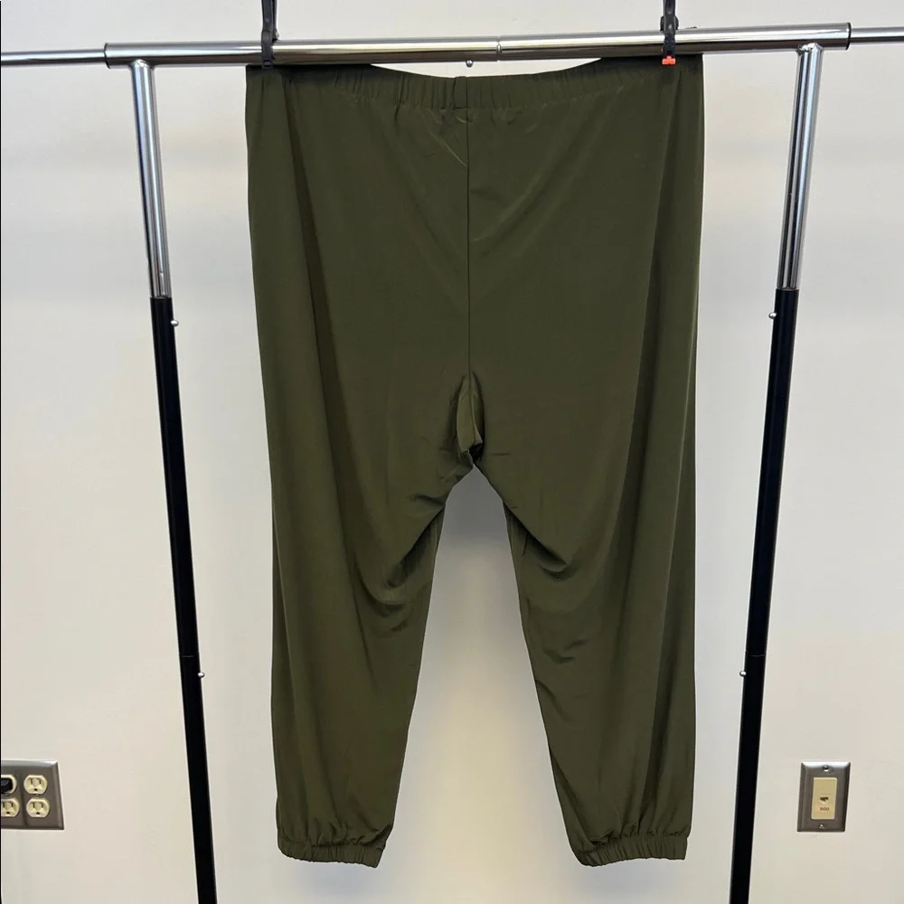 Nina Leonard Chic Green Women's Dressy Joggers with Gold zippers Size 1X